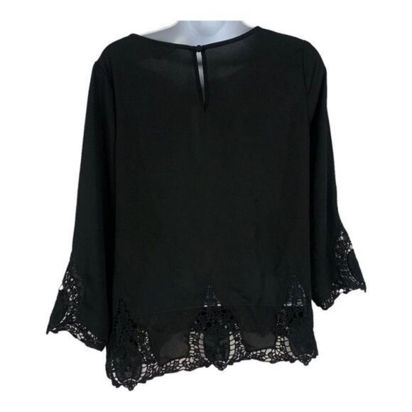 Charming Charlie Womens Black Lace Trim Blouse Size Medium - Picture 3 of 6